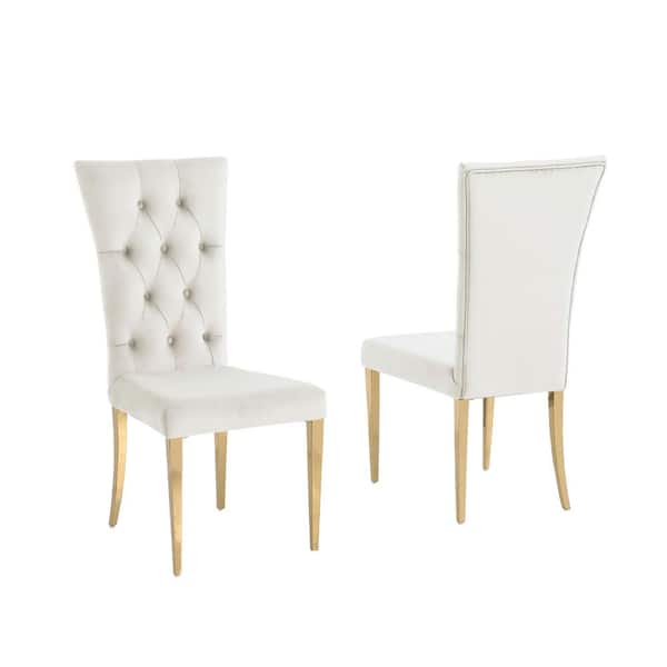 Best Master Furniture Terracotta Beige Velvet Dining Chairs in Gold (Set of 2)