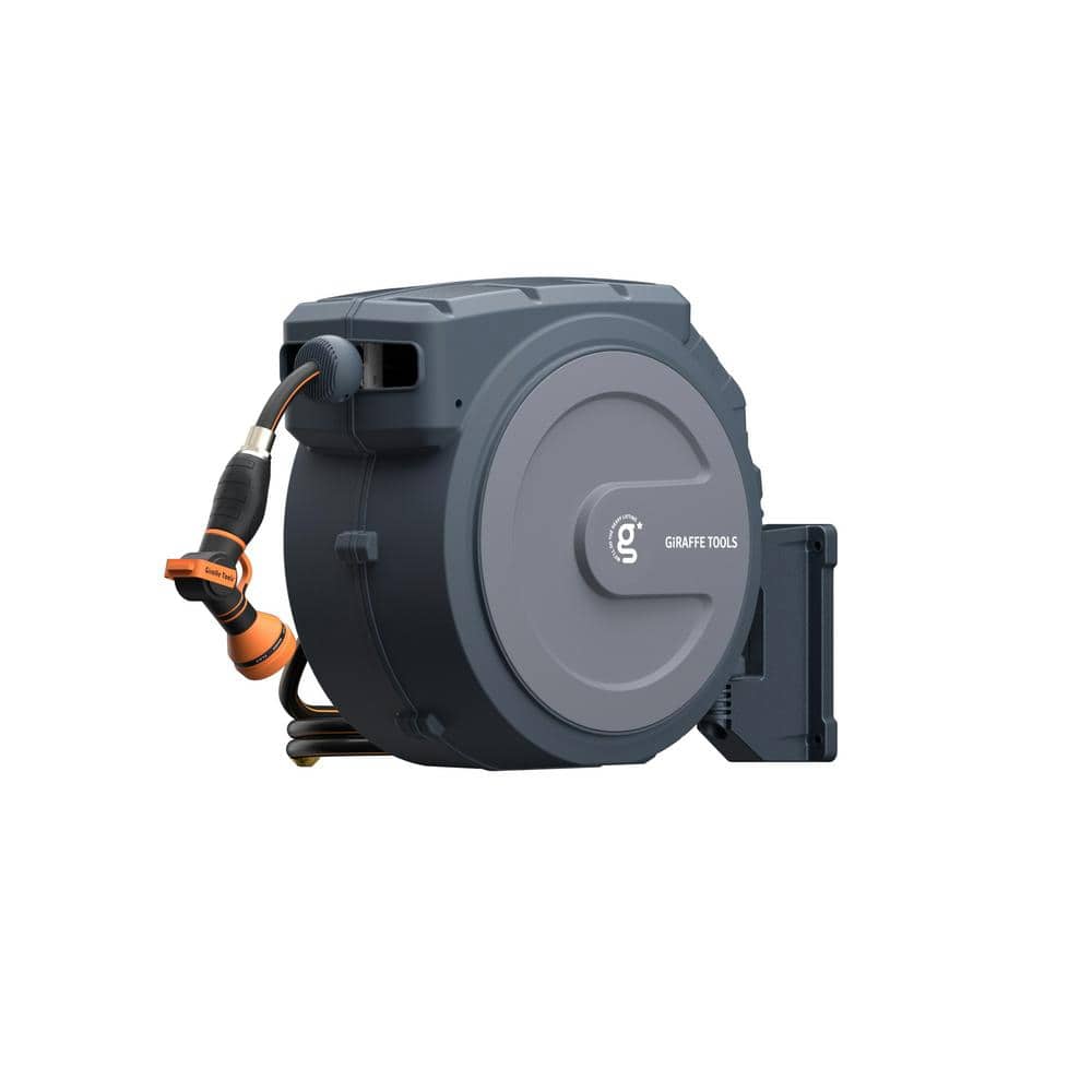 Giraffe Tools 130' Dark Gray Retractable Garden Hose Reel