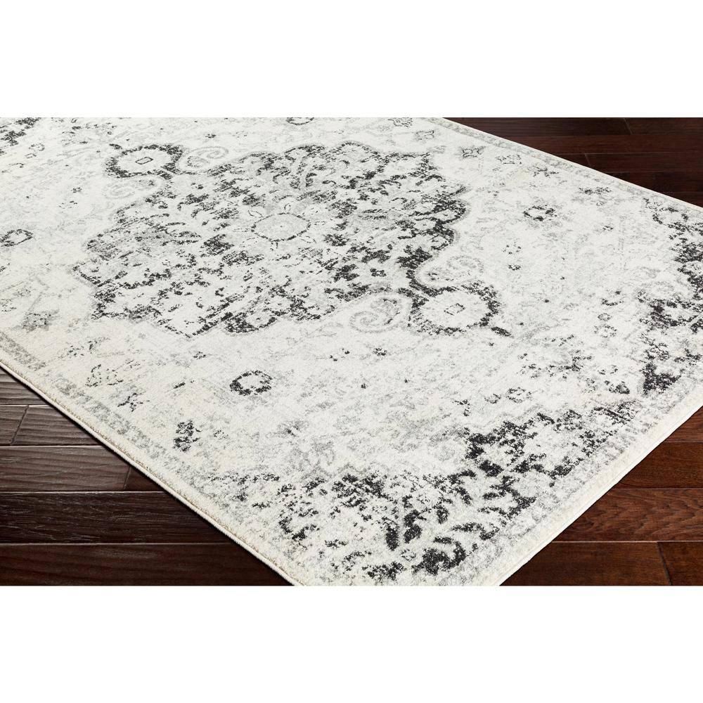 Gray Rectangular Synthetic Medallion Area Rug, 7'10" x 10'2"