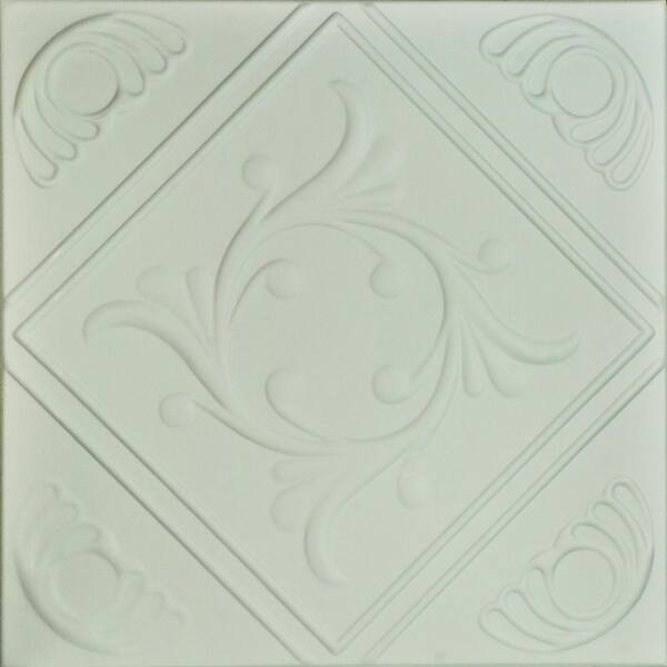 A La Maison Ceilings Diamond Wreath 1.6 ft. x 1.6 ft. Glue Up Foam Ceiling Tile in Hancock Green