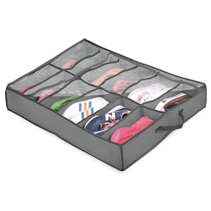 24.5 in. x 29.5 in. 12-Pair Gray Polyester Underbed Shoe Storage