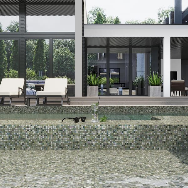 Mingles 11.6 in. x 11.6 in. Glossy Emerald Green Glass Mosaic Wall and Floor Tile (10 Cases, 93 sq. ft./Pallet)