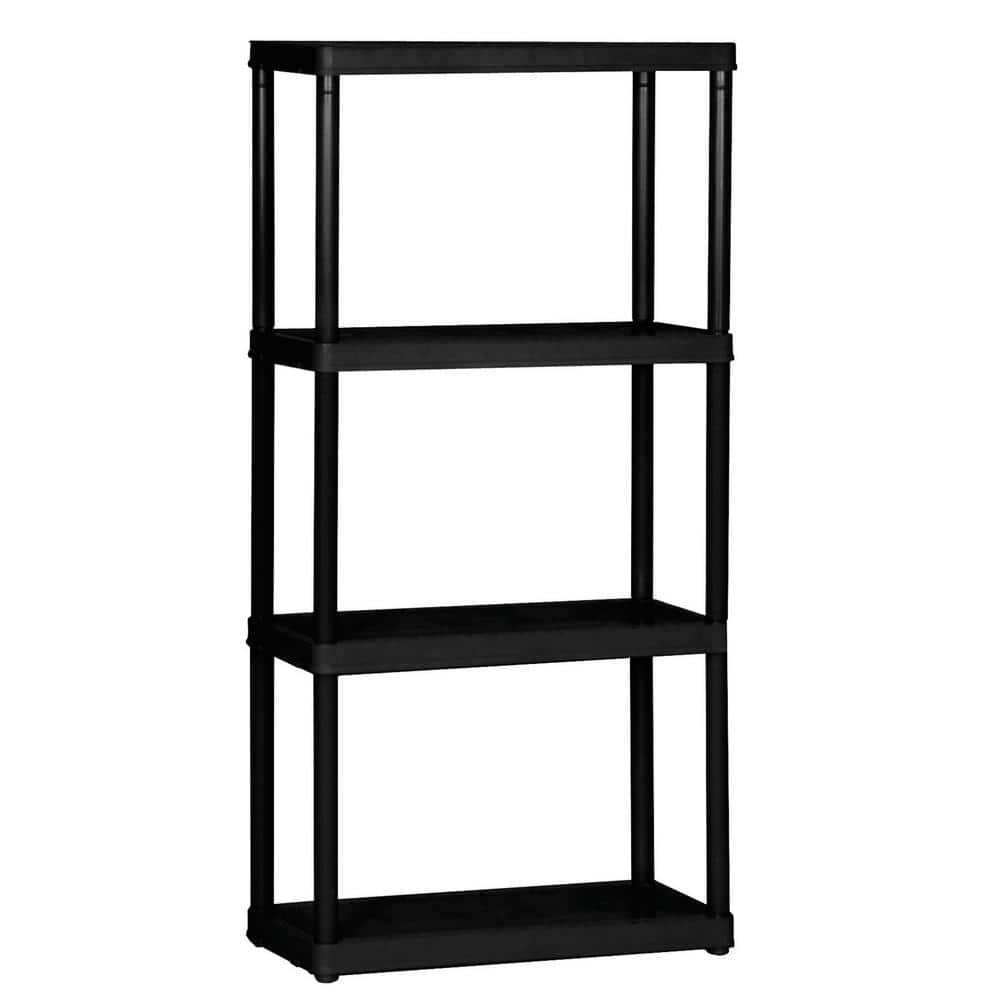 GRACIOUS LIVING Black 4Tier Plastic Garage Storage Shelving Unit (24 in. W x 48 in. H x 12 in