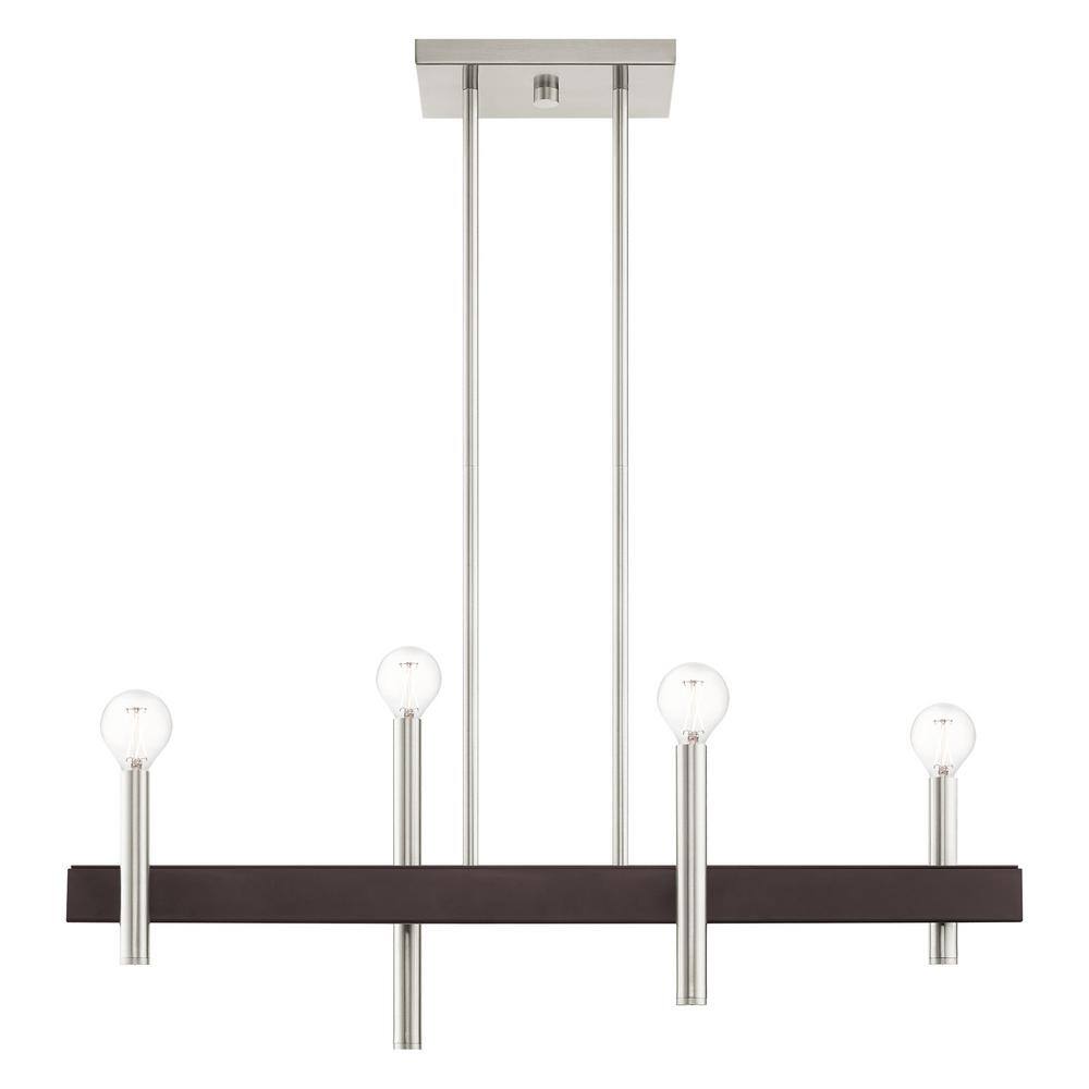 Elegant Bronze and Crystal 4-Light Linear Chandelier