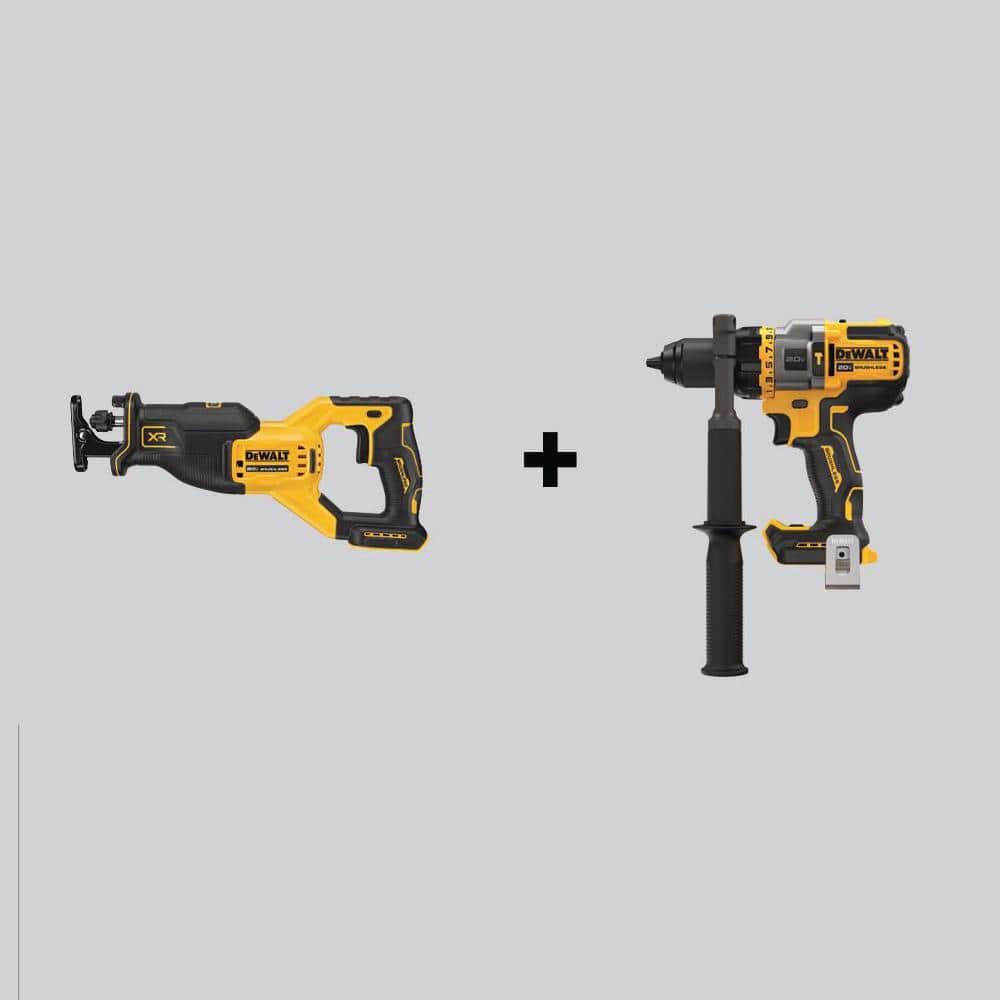 DEWALT 20V MAX XR Cordless Brushless Reciprocating Saw and 1/2 in. Hammer Drill/Driver with FLEXVOLT ADVANTAGE (Tools-Only) -  DCS382BWDCD999B