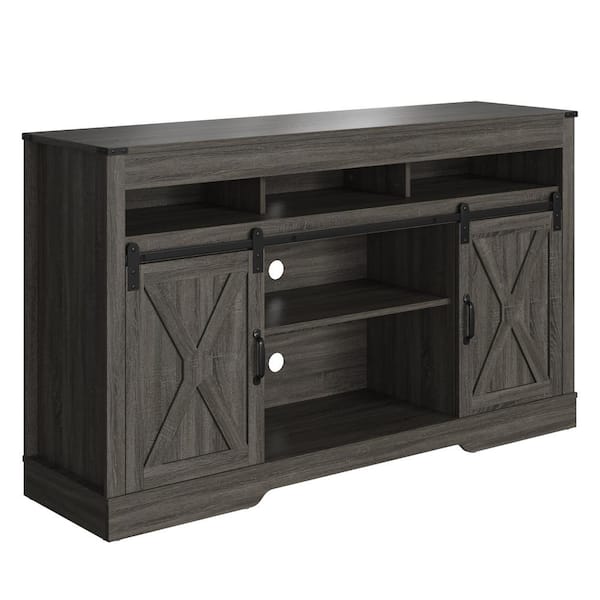Unbranded 57.87 in. W x 15.75 in. D x 34.06 in. H Dark Gray Double-Door Three-Layer Linen Cabinet
