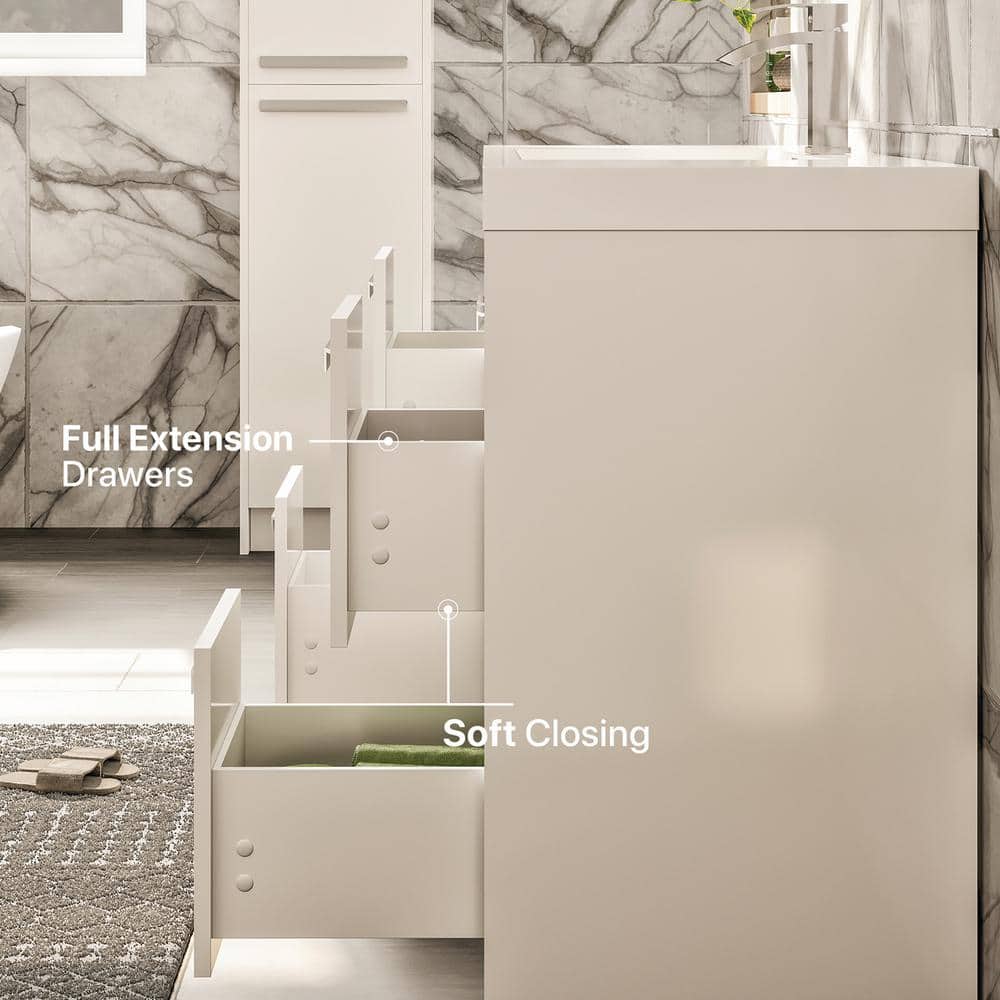 Lugano 48" White Modern Freestanding Single Sink Bathroom Vanity