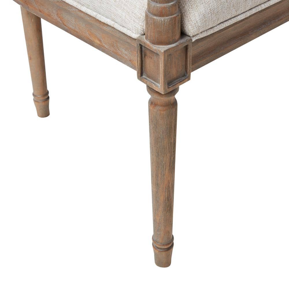 Beige Faux Leather Chesterfield Settee with Rattan Backrest