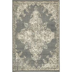 Tuareg Medallion Gray 4' 0 x 6' 0 Area Rug