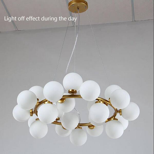 OUKANING 25-Light Gold Modern Creative Bubble Glass Ball