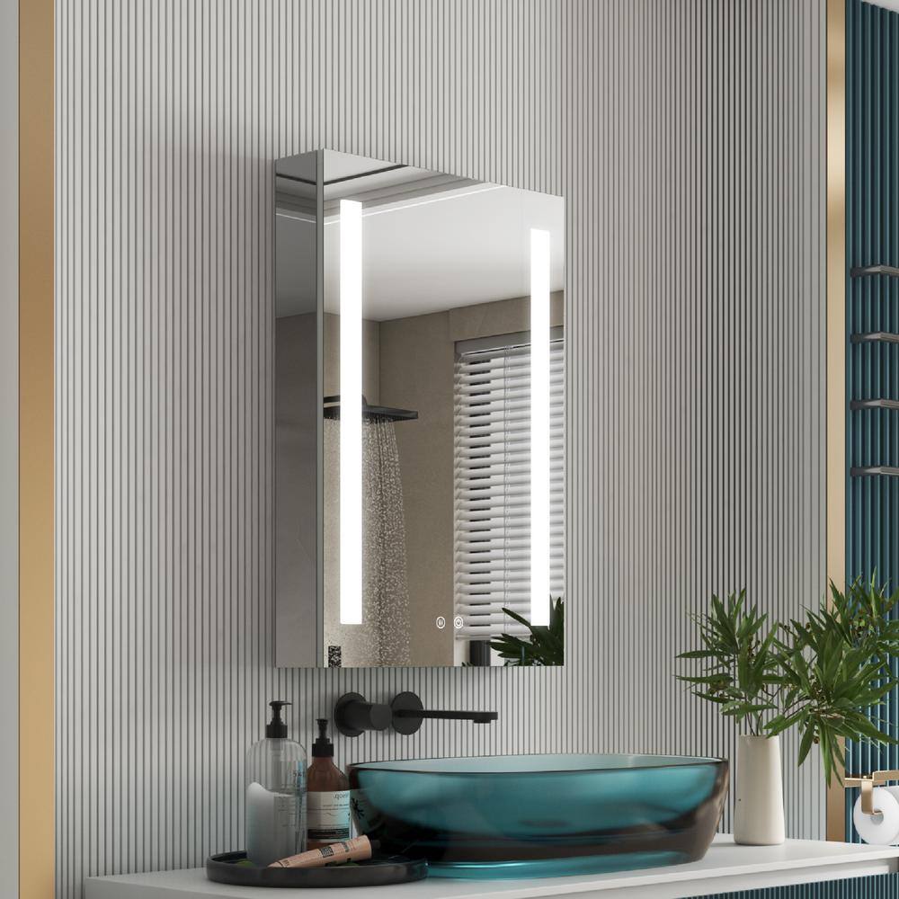 20 in. W x 30 in. H Rectangular Aluminum Recessed/Surface Mount LED Medicine Cabinet with Mirror, Defogger, Outlets price history on PriceWatchPro