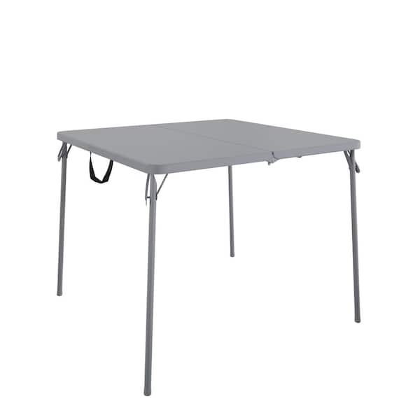 Cosco 38.5 in. Fold in Steel Half Card Table with/Handle, Gray, Indoor and Outdoor, Wheelchair Accessible
