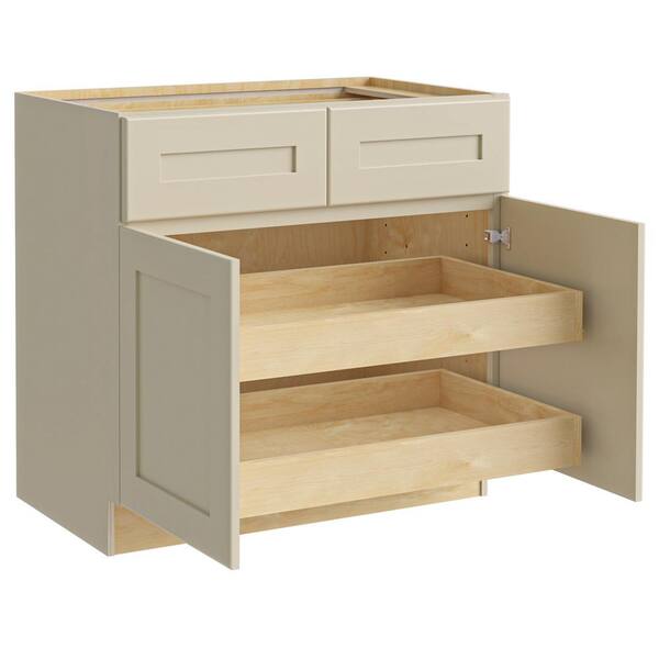 Home Decorators Collection Nashville Cream Painted Plywood Shaker Stock Assembled Base Kitchen Cabinet Soft Close Drawer Door 36 X 34 5 X 24 In B36 2t Nbc The Home Depot