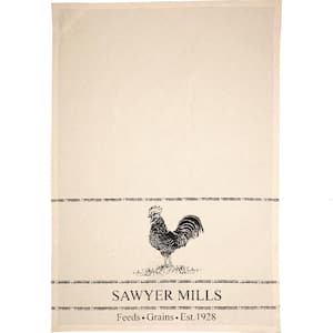 Sawyer Mill Beige Charcoal Poultry Cotton Muslin Unbleached Kitchen Tea Towel