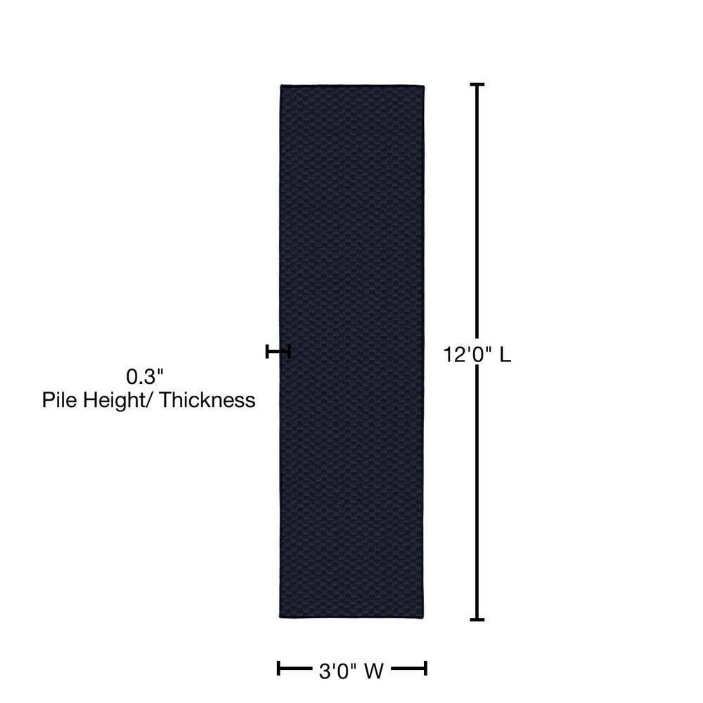 Navy Polypropylene Non-Slip Runner Rug, 3' x 12'