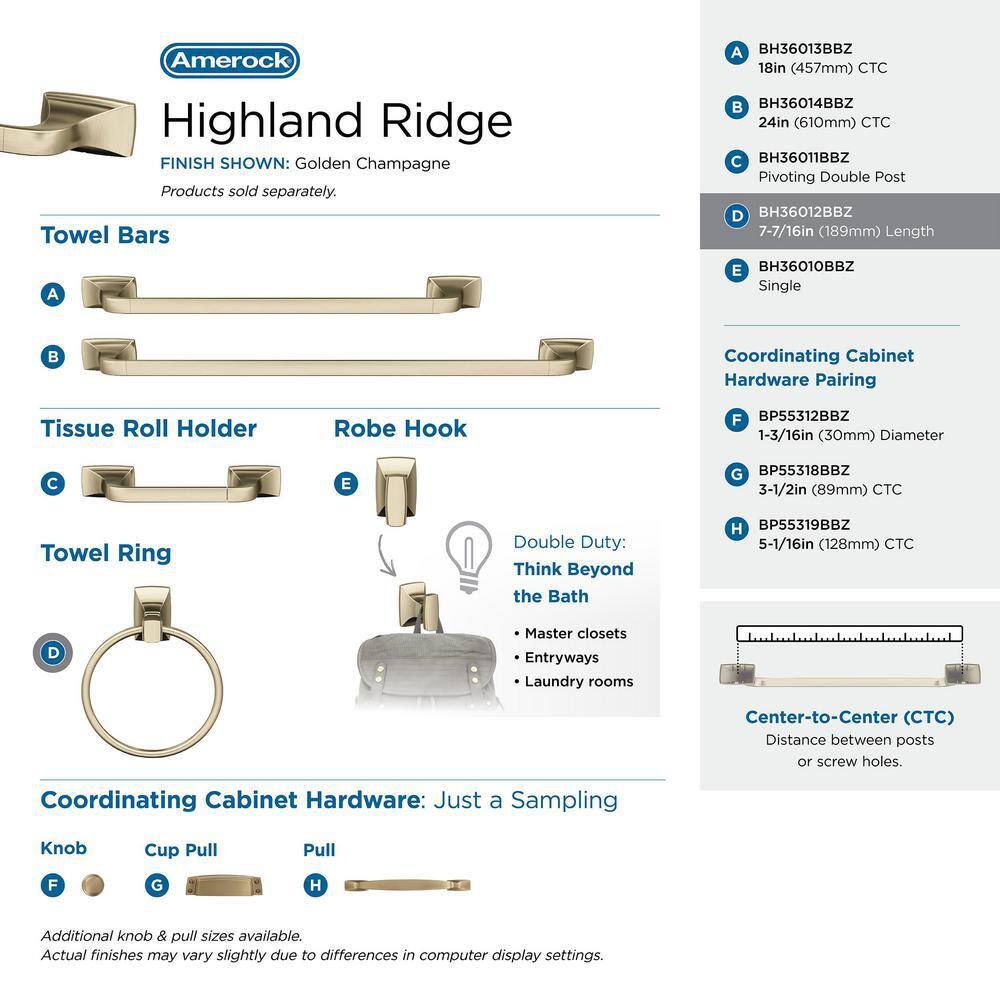 Highland Ridge Golden Champagne Wall Mounted Towel Ring