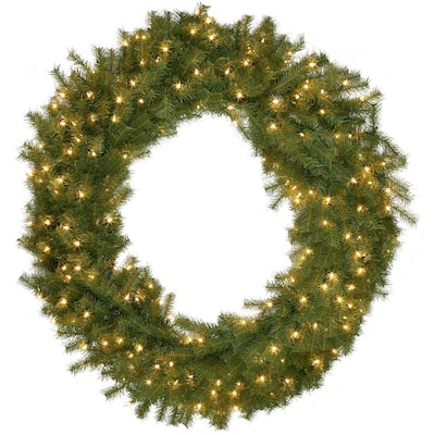 48 in. Norwood Fir Artificial Christmas Wreath with 200 White Lights