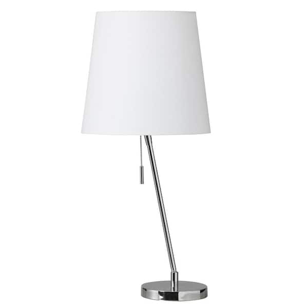 Dainolite 23 in. H 1-Light Polished Chrome Table Lamp with Fabric Shade ...
