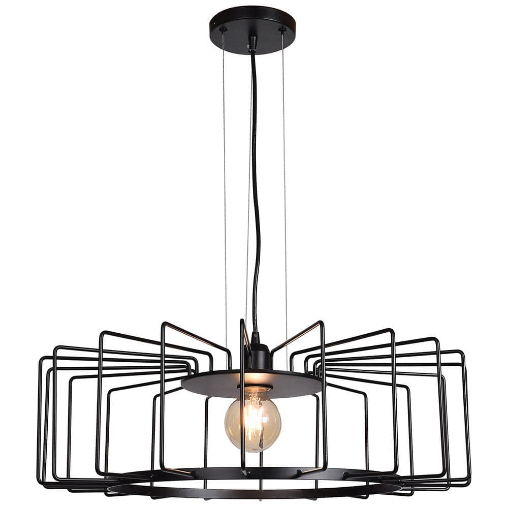 Wired 1-Light Black Cage Pendant Light