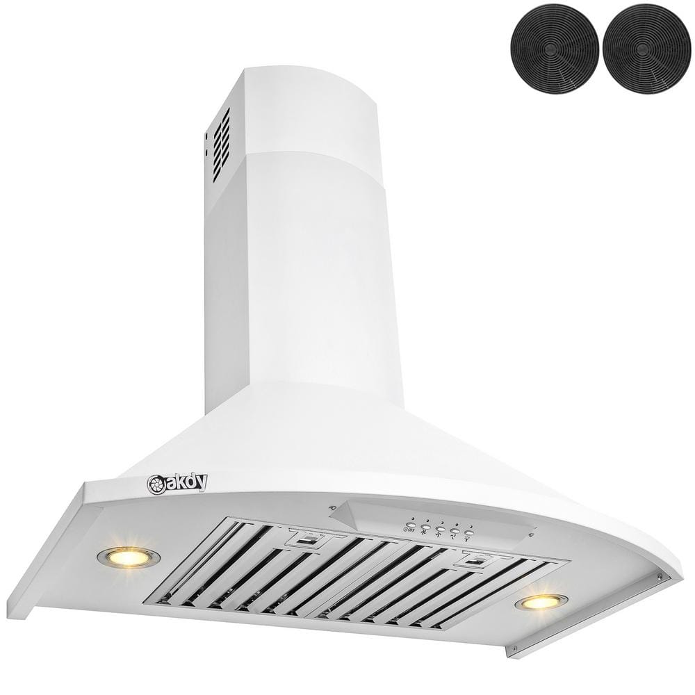 30-Inch White Painted Stainless Steel Convertible Wall Mount Range Hood
