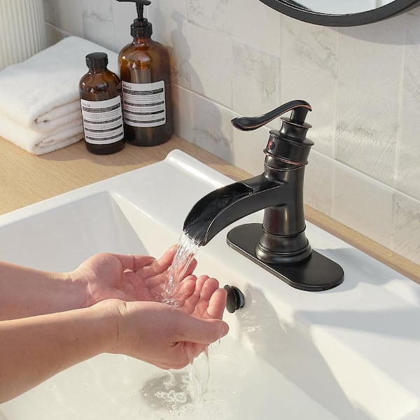 Single Handle Single Hole Bathroom Faucet with Drain Kit Included & Corrosion Resistant, Detachable in Oil Rubbed Bronze