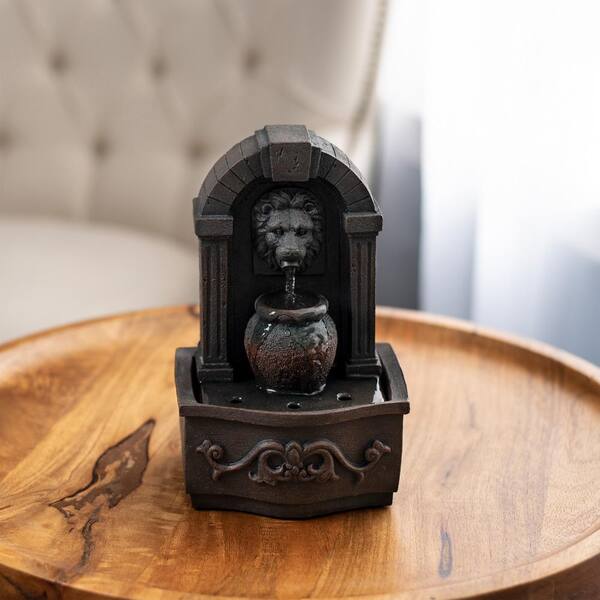 Pure Garden Classic Lion Head Tabletop Water Fountain