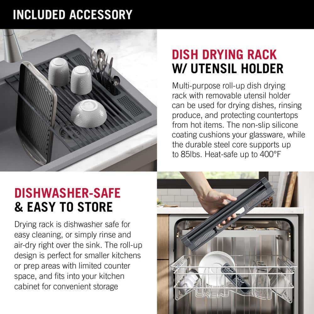 Delta Everest 30" Gray Granite Composite Single Bowl Workstation Sink