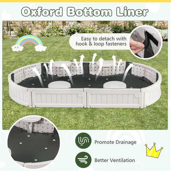 Costway 3.45 ft. W x 6 ft. L Wood Sandbox with Built-in Corner