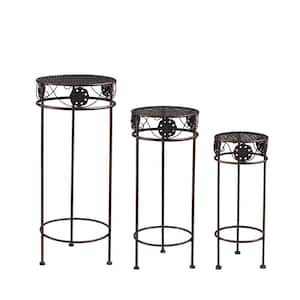 Medallion Round Nesting Indoor/Outdoor Metal Plant Stand (Set of 3)