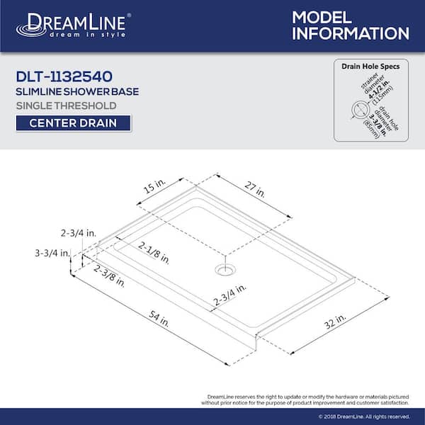 DreamLine SlimLine 54 in.x 32 in. Single Threshold Alcove