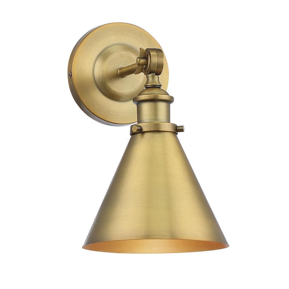 Glenn Warm Brass Adjustable Wall Sconce with Conical Shade