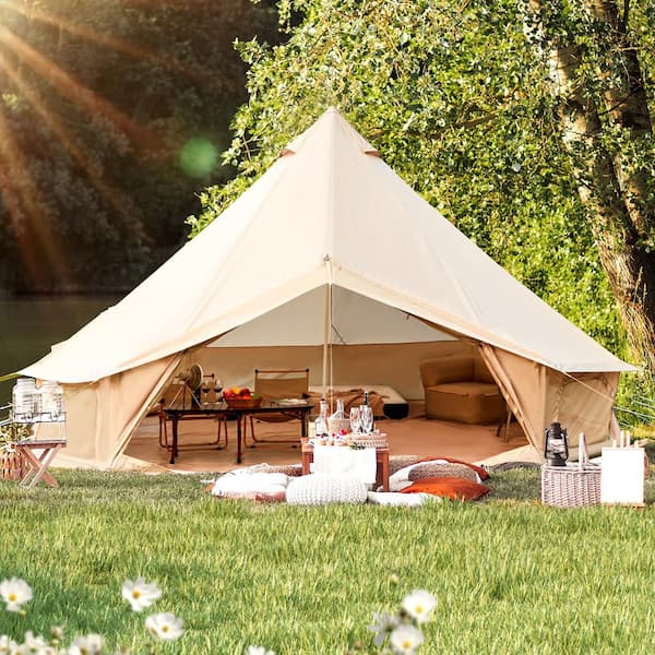 Trailblazer 13 ft. Beige Bell Tent with Stove Jack and Removable