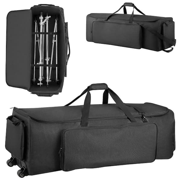 Durable Drum Hardware Bag with Wheel, Black. 1680D Material, Equipment Carrying Case with Sturdy Handle, Briefcase