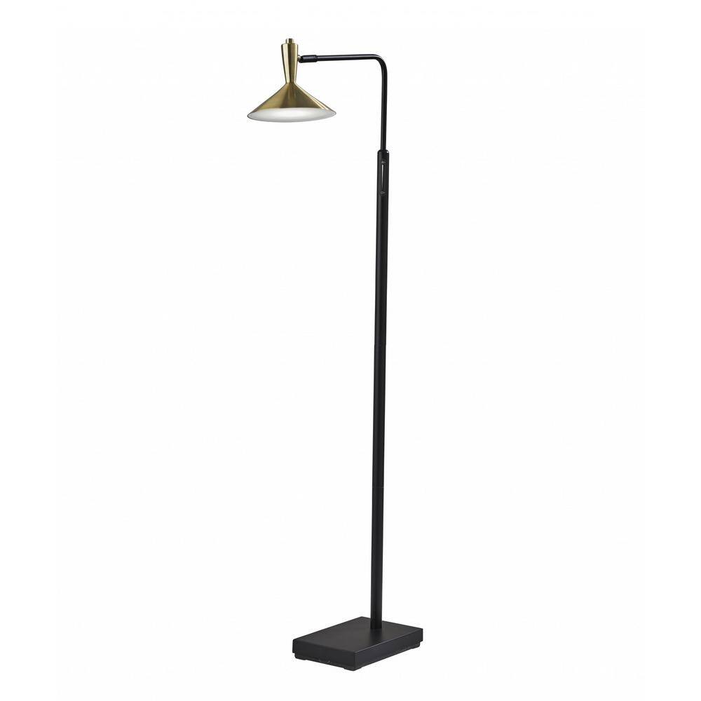 HomeRoots 54 in. Black and Gold 1-Light 1-Way (On/Off) Standard Floor ...