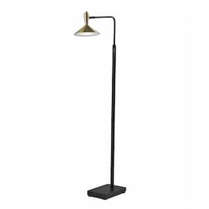 54 in. Black and Gold 1 Light 1-Way (On/Off) Standard Floor Lamp for Liviing Room with Metal Novelty Shade