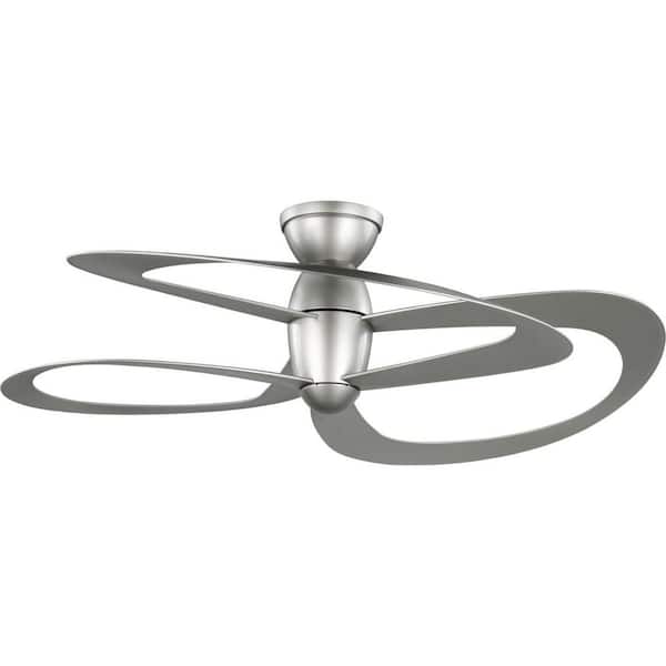 Progress Lighting Willacy 48 in. Smart Indoor/Outdoor Painted Nickel Contemporary Ceiling Fan with Remote Included for Living Room