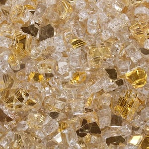 1/4 in. 10 lbs. Sunstorm Gold Reflective Tempered Fire Glass in Jar