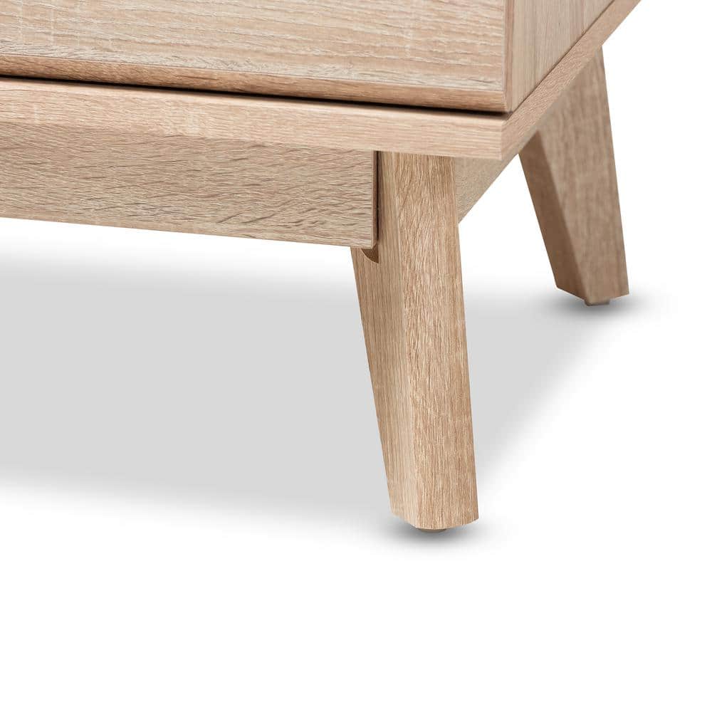 Miren Mid-Century Light Oak and Dark Gray Engineered Wood 5-Drawer Chest