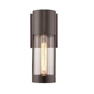 Hester 4.3 in. 1-Light Powder Coat Bronze Outdoor Wall Sconce with Clear Glass