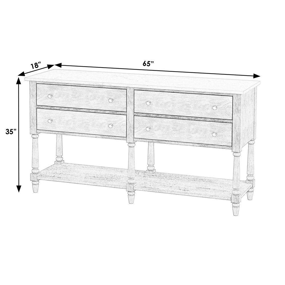 Danielle 65" Gray Marble Transitional Sideboard