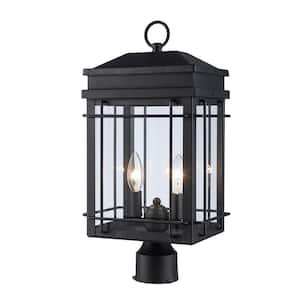 Bel Air 2-Light Black Outdoor Lamp Post Light Fixture with Clear Glass