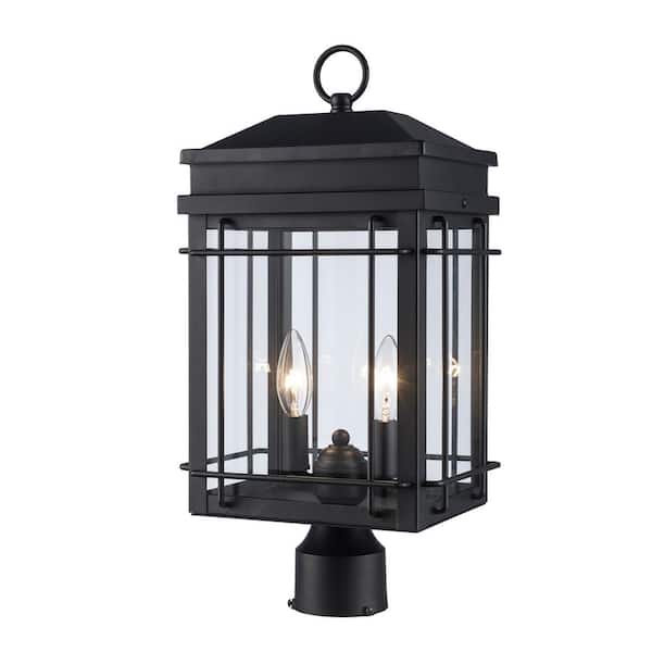 Monteaux Lighting Bel Air 2-Light Black Outdoor Lamp Post Light Fixture with Clear Glass