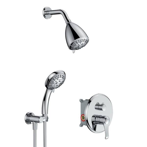 Unbranded Single Handle 2-Spray Shower Faucet 1.8 GPM with High Pressure in Polished Chrome (Valve Included)