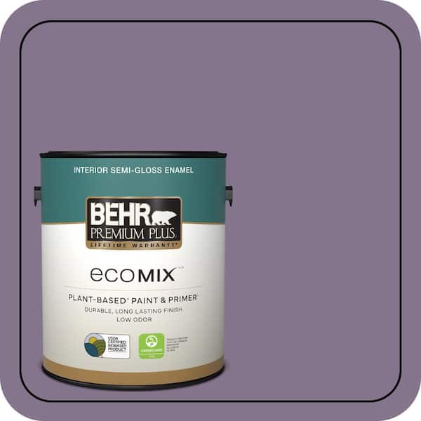 1 gal. #S100-5 Purple Potion Semi-Gloss Enamel EcoMix Plant-Based Interior Paint & Primer