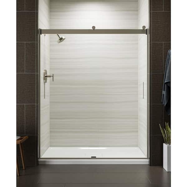 Semi Frameless Sliding Shower Door, Semi Frameless Sliding Shower Door In Brushed Nickel