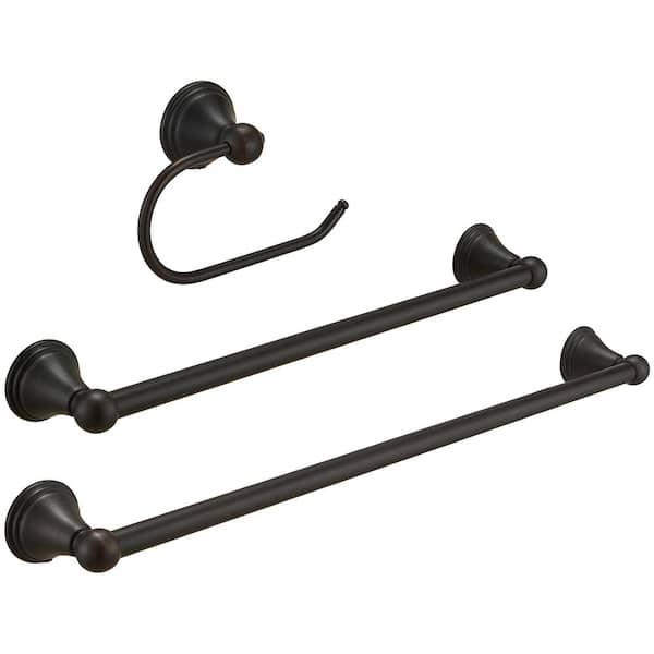 BWE 3-Piece Bath Hardware Set Accessories 18,24 in . Towel Bars and Toilet Paper Holder, Towel Ring in Oil Rubbed Bronze