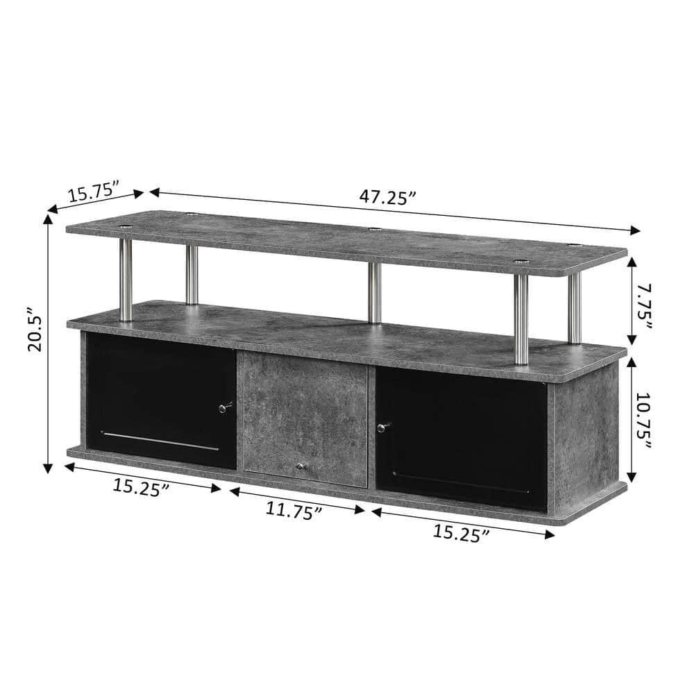 Modern Cement Gray TV Stand with Storage Cabinets 48"