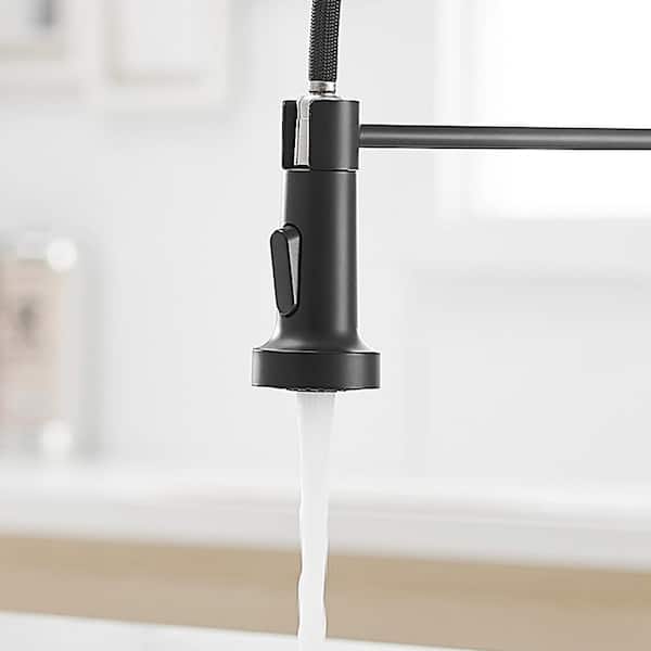 Satico Single Handle Pull Down Sprayer Kitchen Faucet with Dual Function Spray head in Matte Black