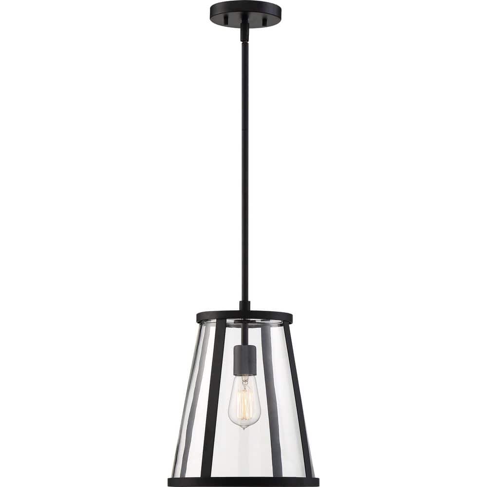 Bruge 100-Watt 1-Light Matte Black / Clear Glass Shaded Pendant Light with Clear Glass Shade, No Bulbs Included price history on PriceWatchPro