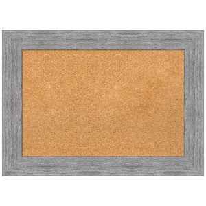 Bark Rustic Grey 29.12 in. x 21.12 in Framed Corkboard Memo Board